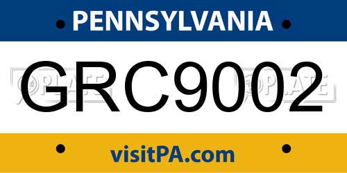 GRC9002 Pennsylvania License Plate