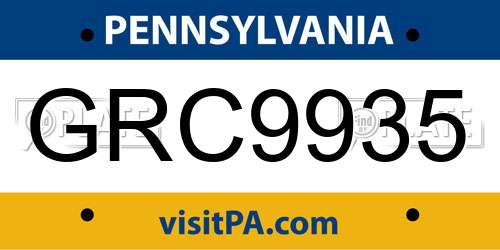 GRC9935 Pennsylvania License Plate