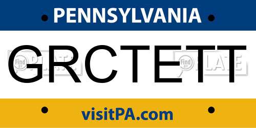 GRCTETT Pennsylvania License Plate