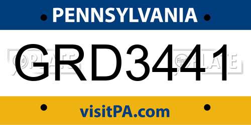 GRD3441 Pennsylvania License Plate