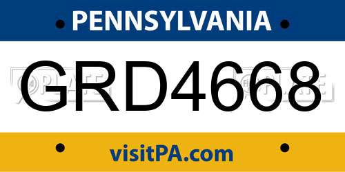 GRD4668 Pennsylvania License Plate