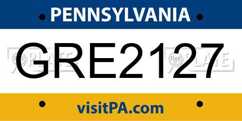 GRE2127 Pennsylvania License Plate