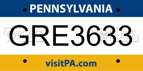 GRE3633 Pennsylvania License Plate