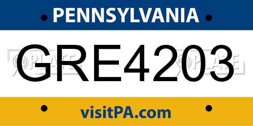 GRE4203 Pennsylvania License Plate
