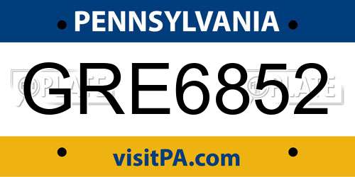 GRE6852 Pennsylvania License Plate