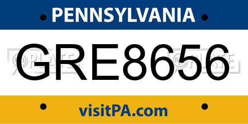 GRE8656 Pennsylvania License Plate