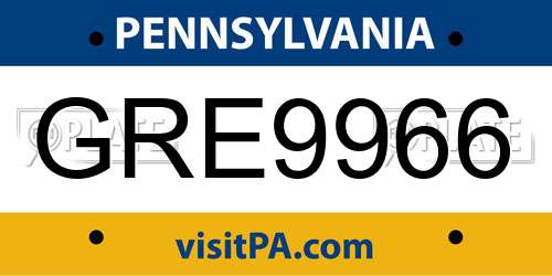 GRE9966 Pennsylvania License Plate