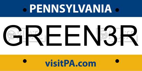 GREEN3R Pennsylvania License Plate