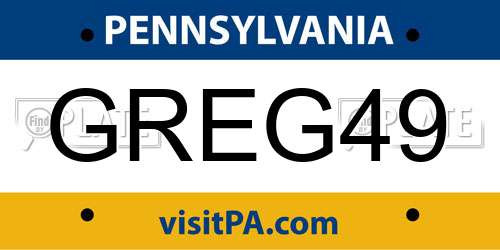 GREG49 Pennsylvania License Plate