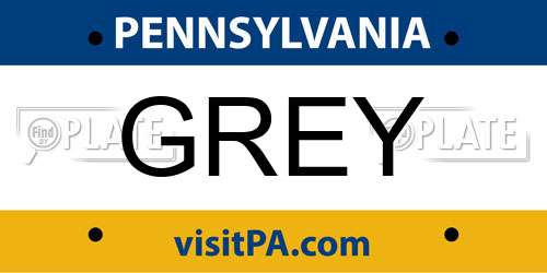 GREY Pennsylvania License Plate
