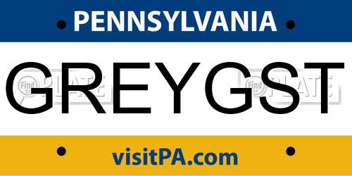 GREYGST Pennsylvania License Plate