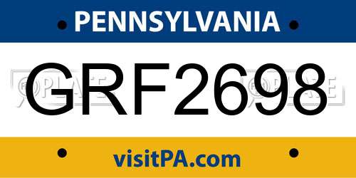 GRF2698 Pennsylvania License Plate