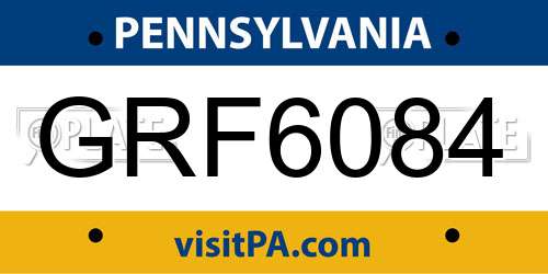 GRF6084 Pennsylvania License Plate