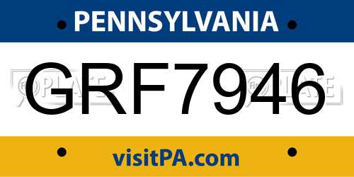GRF7946 Pennsylvania License Plate