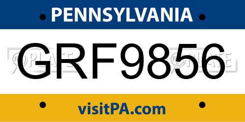 GRF9856 Pennsylvania License Plate