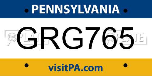 GRG765 Pennsylvania License Plate