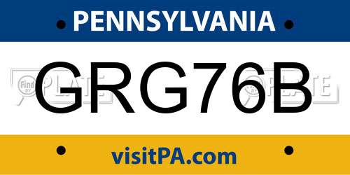GRG76B Pennsylvania License Plate