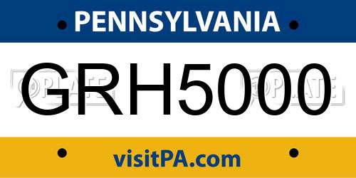 GRH5000 Pennsylvania License Plate