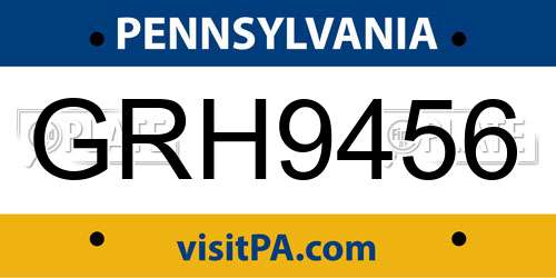 GRH9456 Pennsylvania License Plate