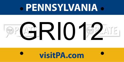 GRI012 Pennsylvania License Plate