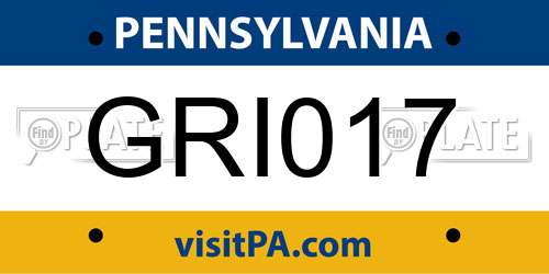 GRI017 Pennsylvania License Plate