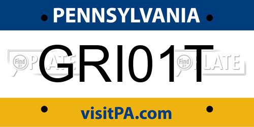 GRI01T Pennsylvania License Plate