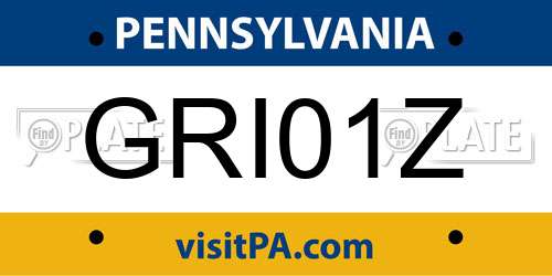 GRI01Z Pennsylvania License Plate