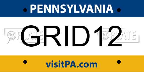 GRID12 Pennsylvania License Plate