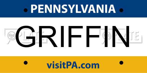 GRIFFIN Pennsylvania License Plate