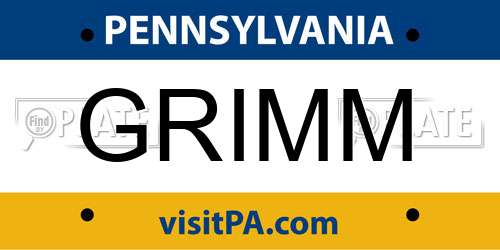 GRIMM Pennsylvania License Plate