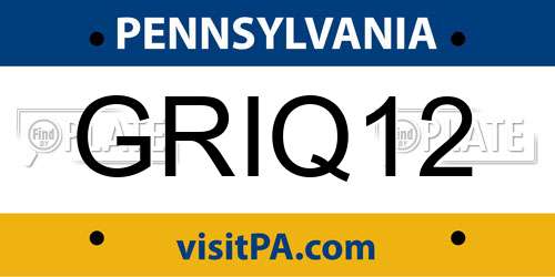 GRIQ12 Pennsylvania License Plate