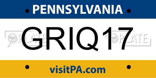 GRIQ17 Pennsylvania License Plate