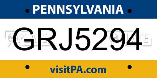 GRJ5294 Pennsylvania License Plate