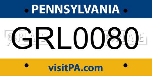 GRL0080 Pennsylvania License Plate