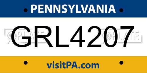 GRL4207 Pennsylvania License Plate