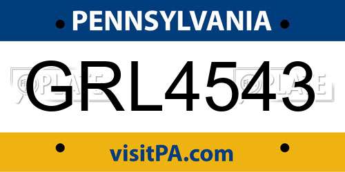 GRL4543 Pennsylvania License Plate