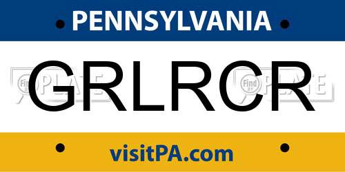 GRLRCR Pennsylvania License Plate