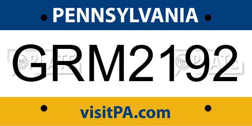GRM2192 Pennsylvania License Plate