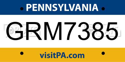 GRM7385 Pennsylvania License Plate