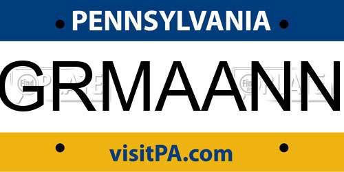 GRMAANN Pennsylvania License Plate