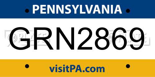 GRN2869 Pennsylvania License Plate