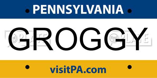 GROGGY Pennsylvania License Plate