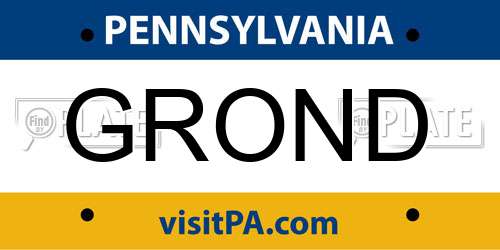 GROND Pennsylvania License Plate