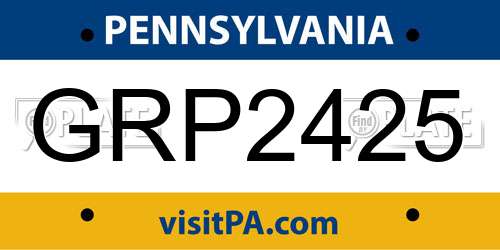 GRP2425 Pennsylvania License Plate