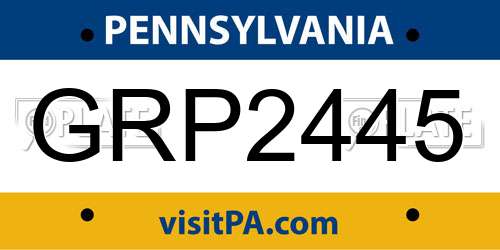 GRP2445 Pennsylvania License Plate