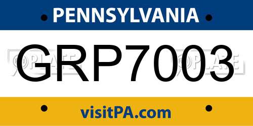GRP7003 Pennsylvania License Plate