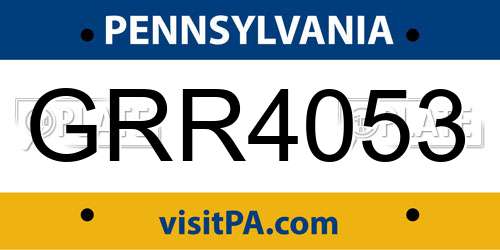 GRR4053 Pennsylvania License Plate