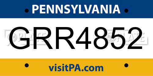 GRR4852 Pennsylvania License Plate