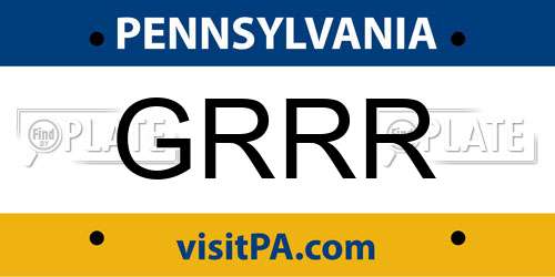 GRRR Pennsylvania License Plate
