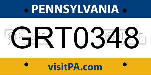 GRT0348 Pennsylvania License Plate